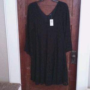 Beautiful Bell sleeve knee length black lace dress